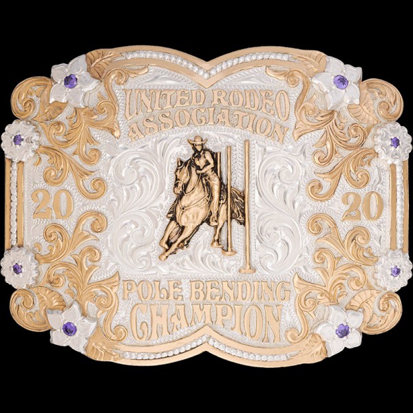The Newark Belt Buckle is a fresh and shiny silver trophy buckle, perfect for rodeo pole bending, barrel racing events and more. Customize this amazing belt buckle today!